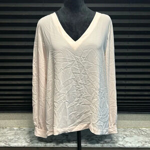 LOFT Women’s‎ LS Tie Back V-Neck Light Pink Button Cuff Blouse Size Medium